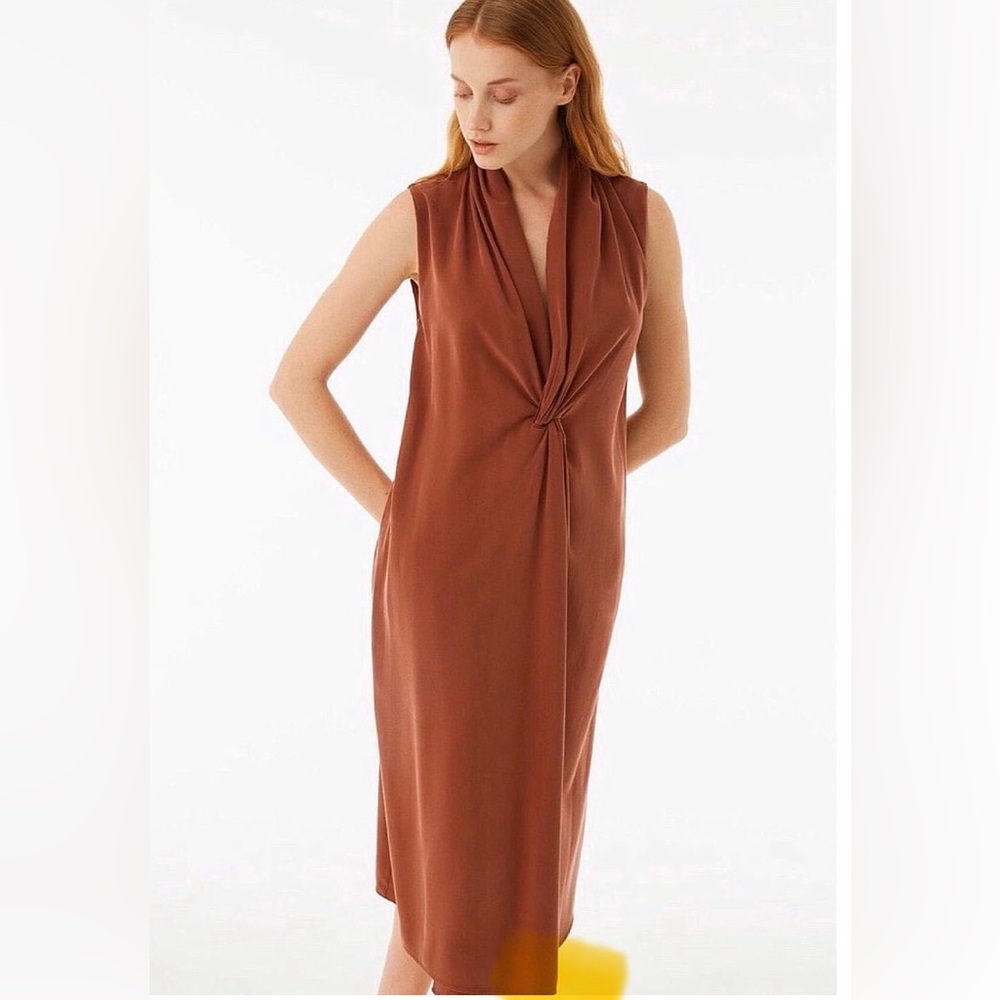 Mango Brand Draped Neckline Soft Dress